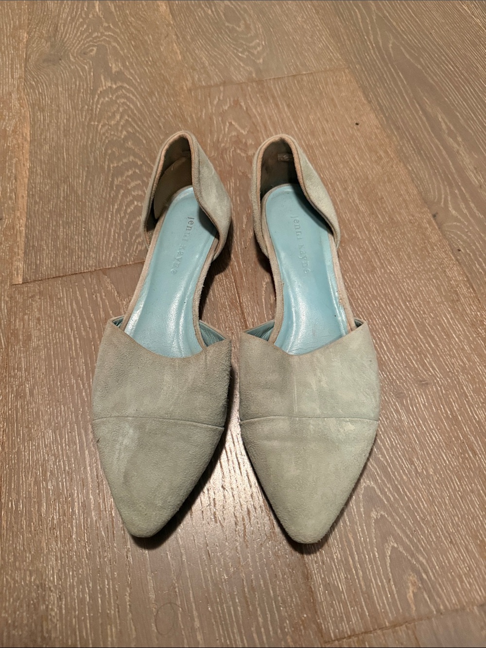 Jenni Kayne Light Aqua Suede Pointed D'Orsay Flats